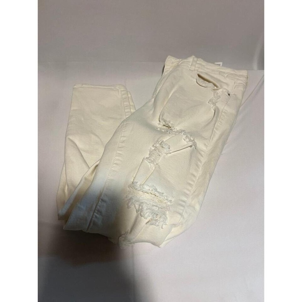 Garage Distressed White Denim Jeans Ripped‎ Knee Skinny Size 11